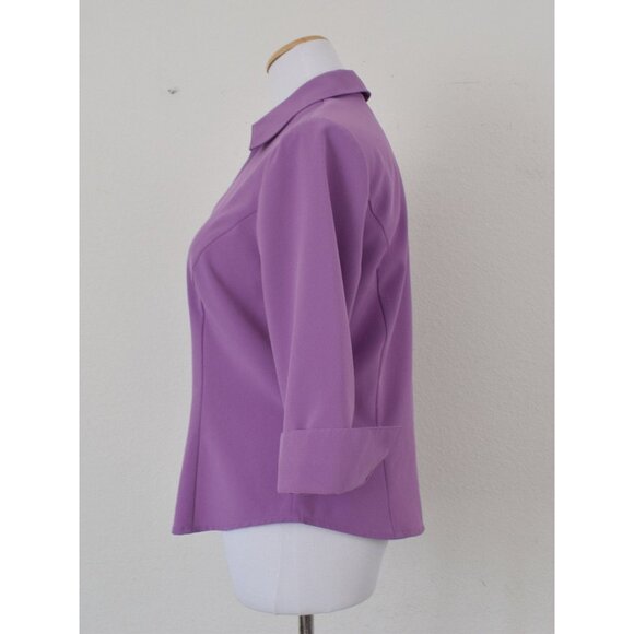 Vintage 90s Purple Stretch Blouse by Kathy Chen | size 8 - Picture 2 of 10